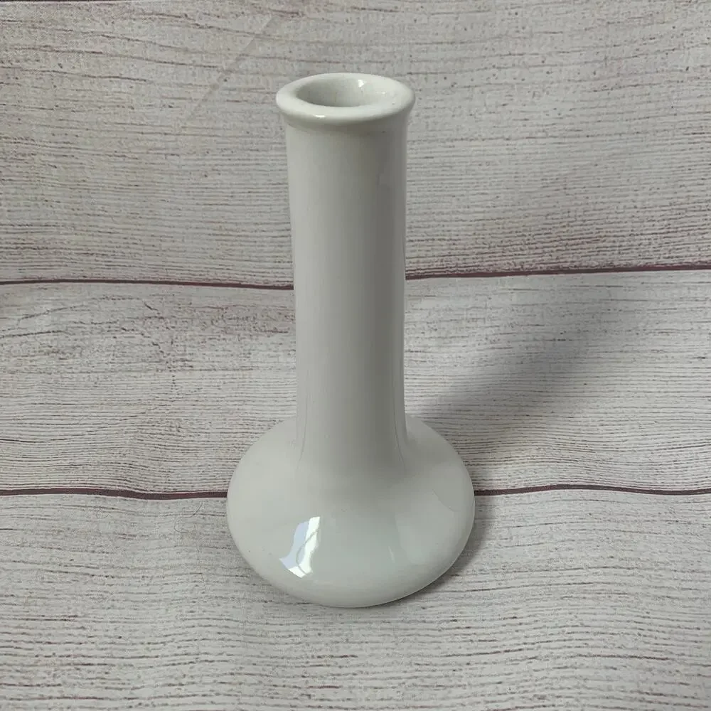 Vintage Hall Pottery USA White Ceramic Bud Vase 631 1/2 Mid Century Modern 6